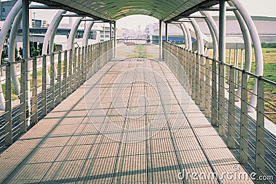 Architecture of footbridges or walkway for walking overpass cross over the road. Stock Photo