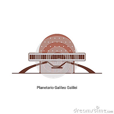 Architecture of the Galileo Galilei planetarium known as Planetario, in the Palermo district of Buenos Aires, Argentina. The world Vector Illustration