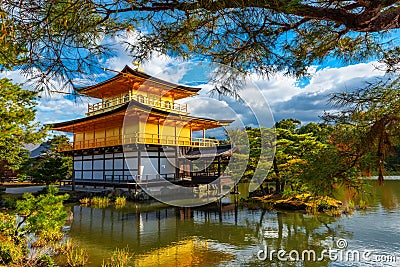 architecture at Golden Pavilion Kinkakuji Temple, autumn in Kyoto, Japan, travel background Stock Photo
