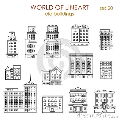 Architecture historic old buildings graphical lineart vector Vector Illustration
