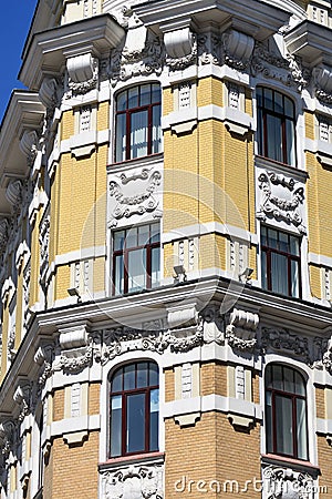 Architecture of historical city center of Moscow. Old building on Prechistenka street Stock Photo