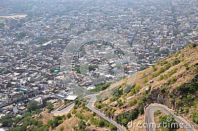 Architecture of India Jaipur fort Nakhargar view of the city from above Stock Photo