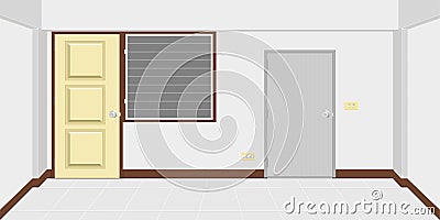 architecture inside apartment or house room with toilet casement back door. vector illustration eps10 Vector Illustration