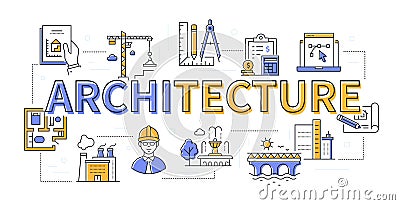 Architecture - line design style modern banner Vector Illustration