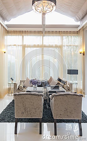 Architecture Living room Interior of the Q House Prukpirom Regent Rachapruk- Ratanathibet Editorial Stock Photo