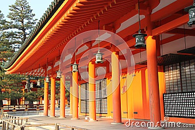 The architecture of the main palace in Heian Shrine Stock Photo