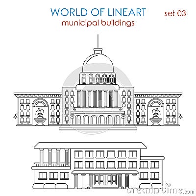 Architecture municipal government building graphical lineart Vector Illustration