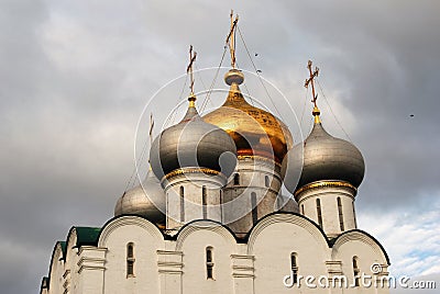 Architecture of Novodevichy convent in Moscow. Smolensk Icon church Stock Photo