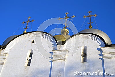 Architecture of Novodevichy convent in Moscow. Smolensk Icon church Stock Photo