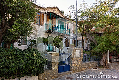 Architecture in the old Nikiti village, Sithonia, Chalkidiki, Greece Stock Photo