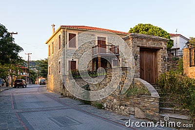 Architecture in the old Nikiti village, Sithonia, Chalkidiki, Greece Stock Photo