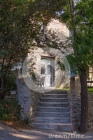 Architecture in the old Nikiti village, Sithonia, Chalkidiki, Greece Stock Photo