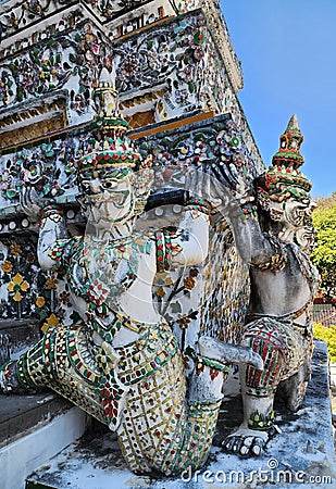 Architecture of Phra Prang Wat Arun Or The?Temple?of?Dawn is beautiful. Stock Photo