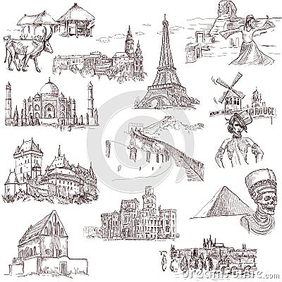 Architecture and places 1 Vector Illustration