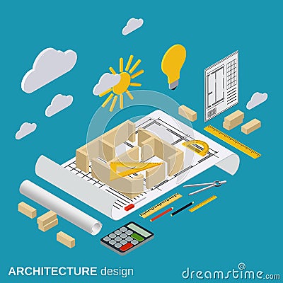 Architecture planning, interior project vector illustration Vector Illustration