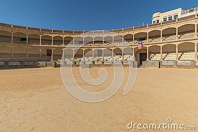 The architecture in the Plaza de Toros de Ronda, Ancient famous bullring in Ronda Editorial Stock Photo