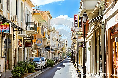 Architecture of resort town Rethymno, Greece Crete Editorial Stock Photo