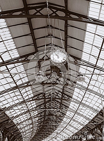 Architecture roof ceiling Brighton train station Stock Photo