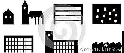 Architecture silhouette icons - functions Stock Photo