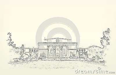 Architecture. Sketch. Drawing of building Vector Illustration