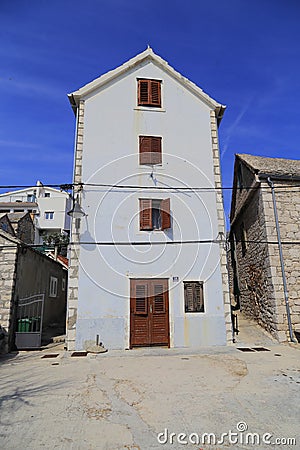 Architecture of a small old seaside Croatian town Editorial Stock Photo