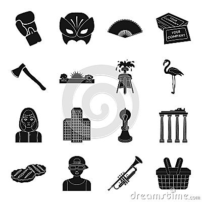 Architecture, sport, theater and other web icon in black style. Vector Illustration