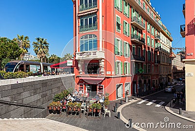 Architecture and street view of Nice. Editorial Stock Photo