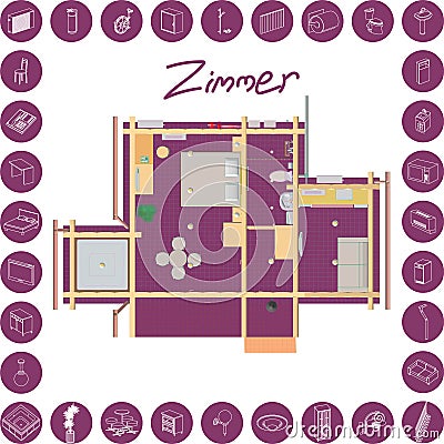 Architecture timbered bungalows for hotel business Vector Illustration