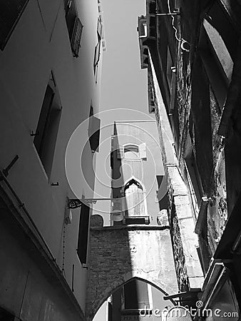 Architecture in Venice - black and White Stock Photo