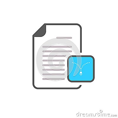 Archive document extension file format zip zipper icon Vector Illustration