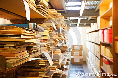 Archive storage, old documents stored in the library Stock Photo