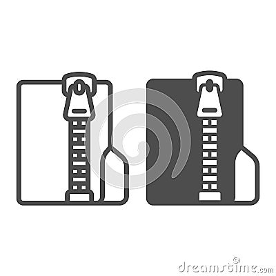 Archived files folder line and solid icon, windows pack concept. Vector graphics. Folder with zipped files, folder and Vector Illustration