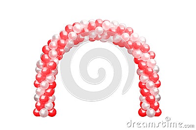 Balloon Archway door Red and white, Arches wedding, Balloon Festival design decoration elements with arch floral design isolated o Stock Photo