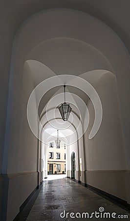 The archway of a building in city Munich, Germany Stock Photo
