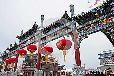 archway building in qianmen street beijing city Stock Photo