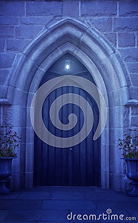 Nighttime Door Archway Stock Photo