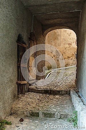 archway at the old street in the village Coaraze, France Stock Photo