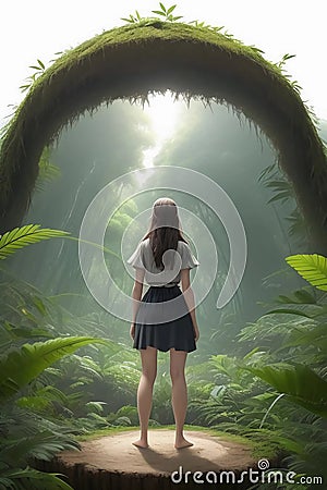 Archway to the Heavens: The Jungle’s Window Stock Photo