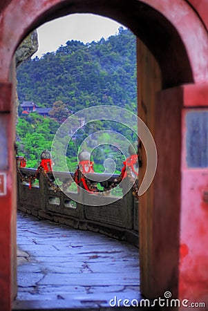 Archway at Wudang Shan Temple Stock Photo