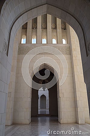 Archways within the Grand Mosque, Muscat, Sultanate of Oman Stock Photo