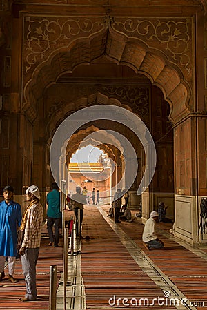 Archways of Shahi Jama Masjid, Delhi, India Editorial Stock Photo