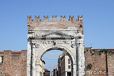 Arco di Augusto stone gate Rimini Stock Photo