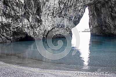 Arcomagno Beach on the Coast of the Cedars, Tyrrhenian Sea, South of Italy. Natural Background. Beauty of Nature Stock Photo