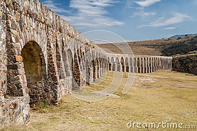 Arcos del Sitio aqueduct for water supply in Tepotzotlan Stock Photo