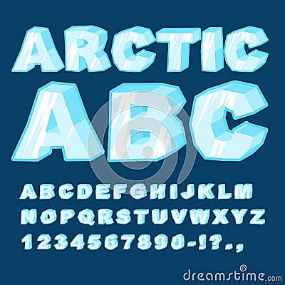 Arctic ABC. Icy font letters. Blue cold alphabet Vector Illustration