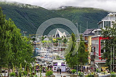 Arctic cathedral in Tromso city in northern, Norway. Editorial Stock Photo
