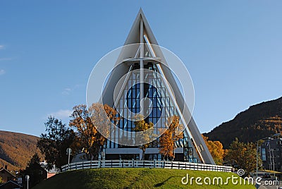 Arctic Cathedral in TromsÃ¸ Stock Photo