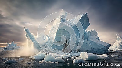 arctic dry dock icebergs Cartoon Illustration