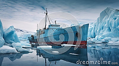 arctic dry dock icebergs Cartoon Illustration