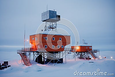 arctic explorer station. Generative AI Stock Photo